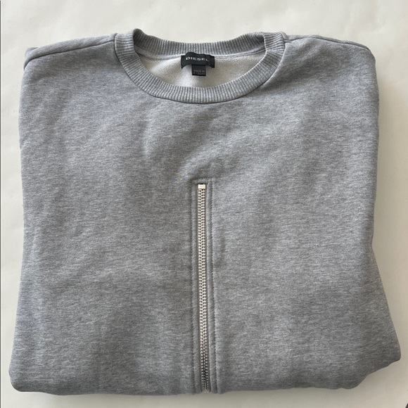 DIESEL S-EZRA Men's Front Zipper Moto Gray Crewneck Sweatshirt XL $259 - Picture 10 of 12